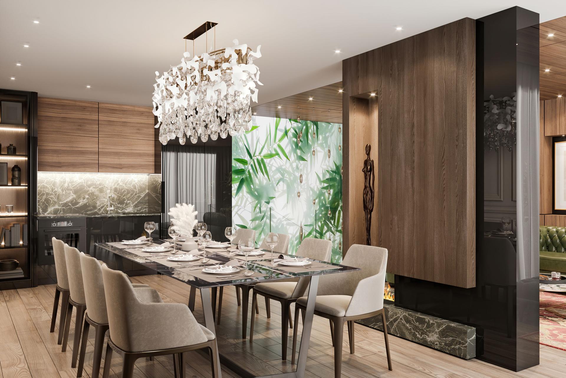 Luxury apartment dining room interior
