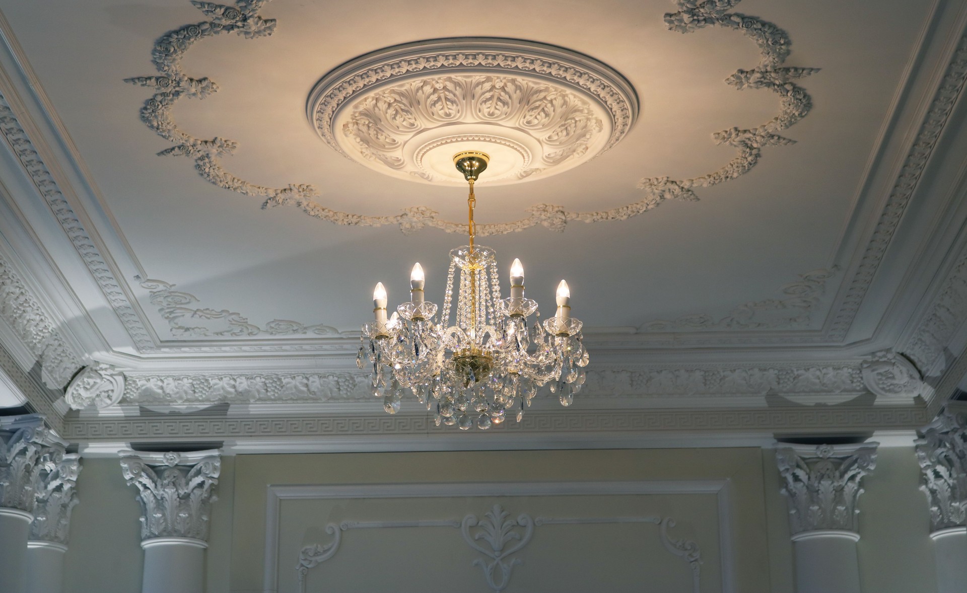 Crystal chandelier luxury elegant style.